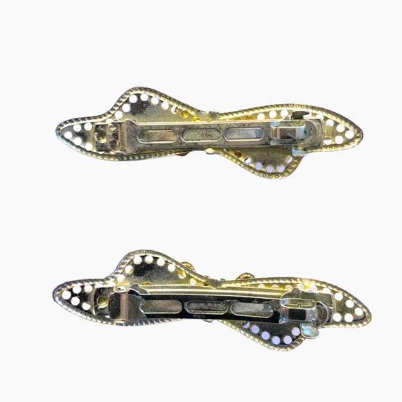 Silver Tone Vintage Style Bow Barrette Pair - Picture 4 of 5